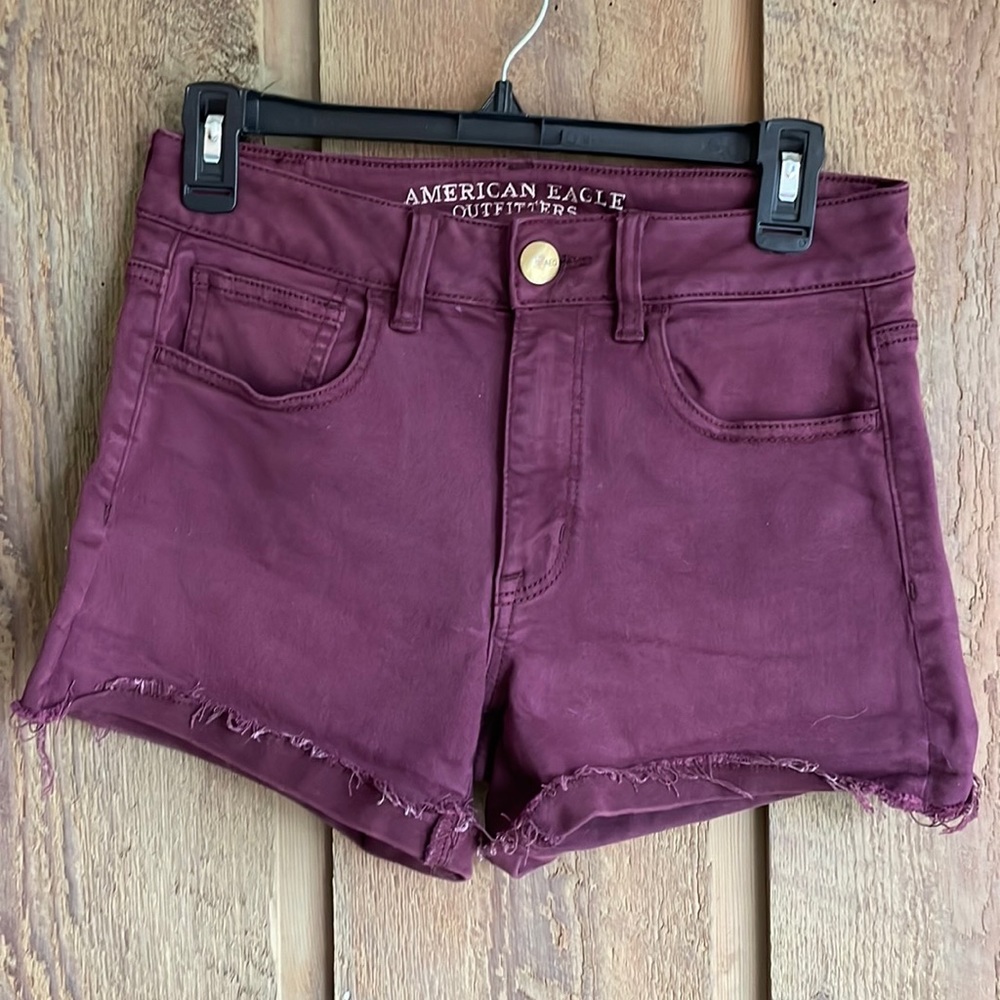 American Eagle Burgundy High Rise Shorts